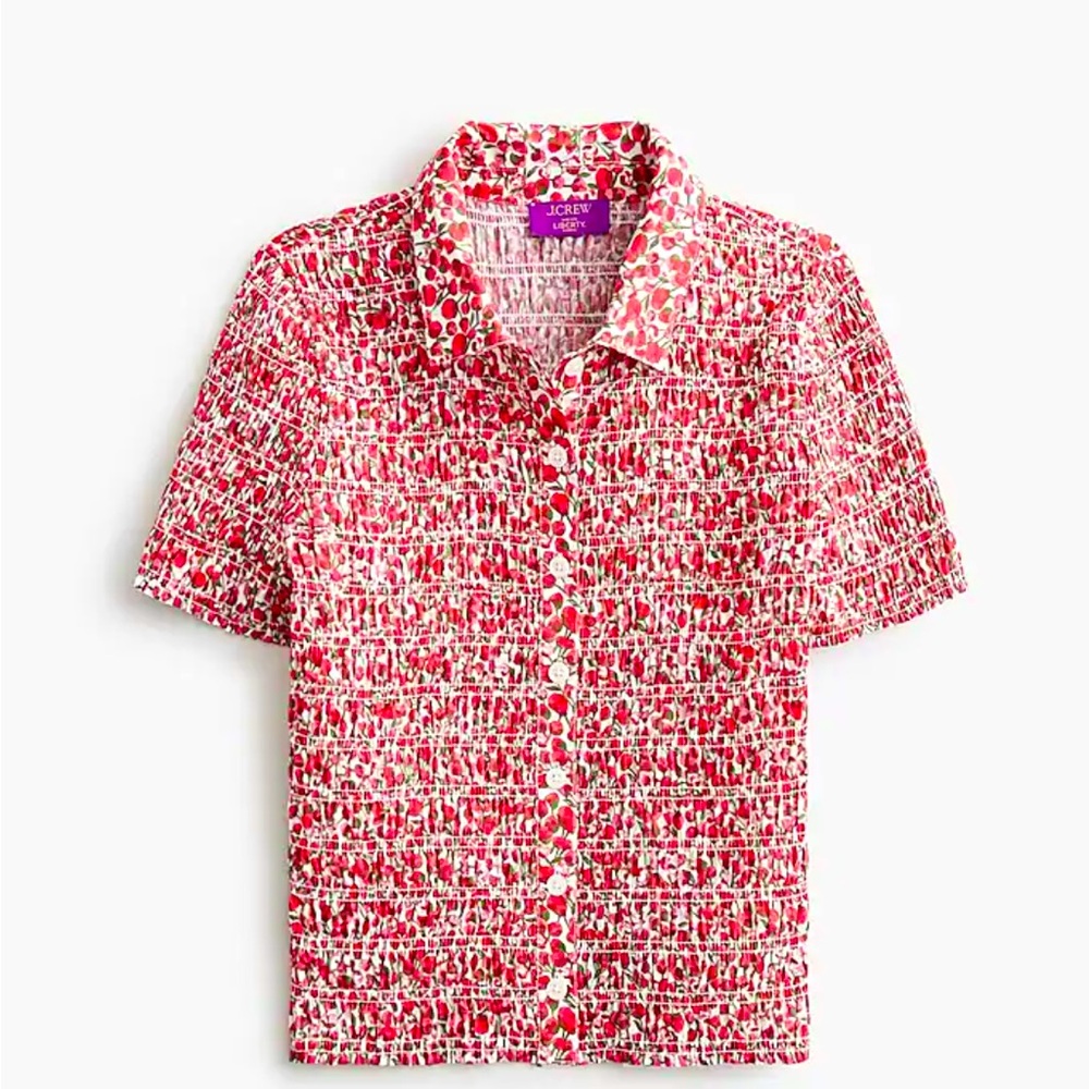 NWT J. Crew Eliza’s Red Liberty Art Smocked Shirt